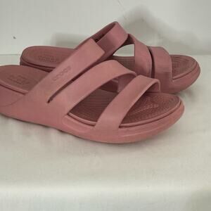 Crocs Women’s Size 8 Pink Dual Comfort Triple Strap Slide Sandals